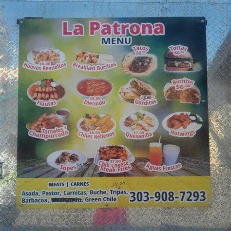 Menu At La Patrona Food Truck Restaurant Denver