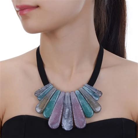 Jerolli Vintage Choker Statement Necklace Women Bijoux Rope Chain Resin Geometric Necklaces