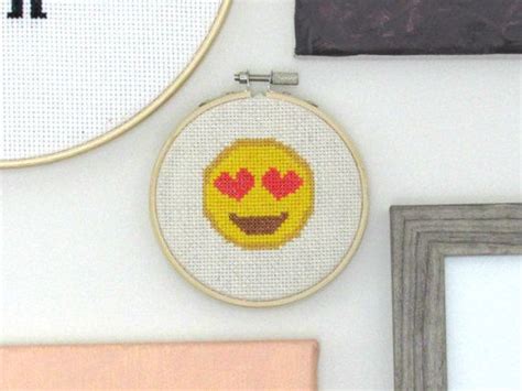 Valentine Heart Eyes Emoji Cross Stitch Pdf Pattern Valentine Heart Cross Stitch Eyes Emoji