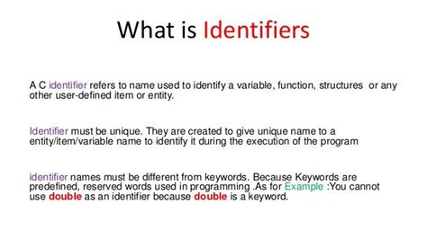 Identifier In C Programming