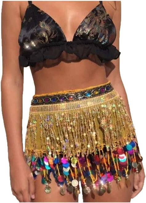 Amazon Zoestar Sequin Belly Dance Skirt Tassel Hip Scarf