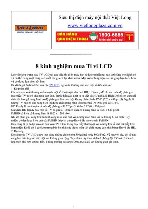 Kinh Nghi M Mua Ti Vi Lcd Pdf