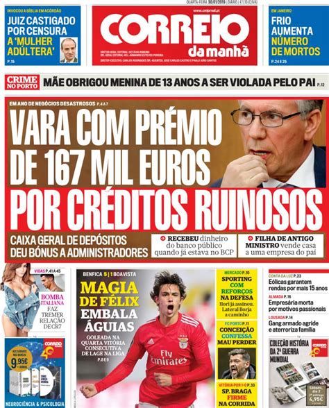 Capa Correio Da Manhã Capa De Hoje