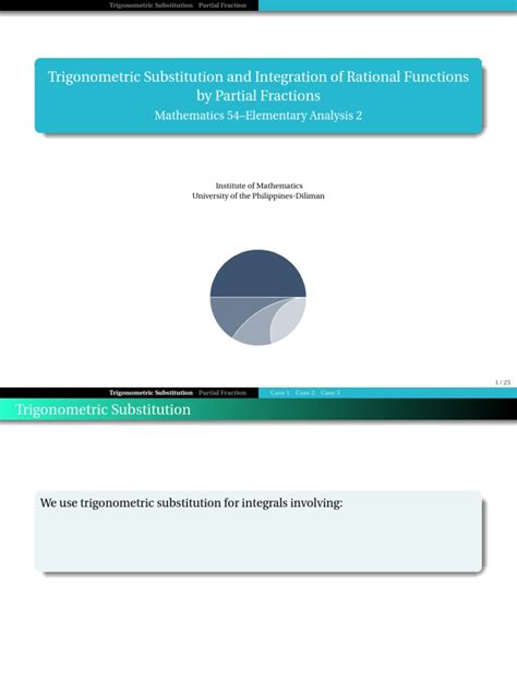 Pdf Lecture Trigonometric Substitution And Partial Fractions