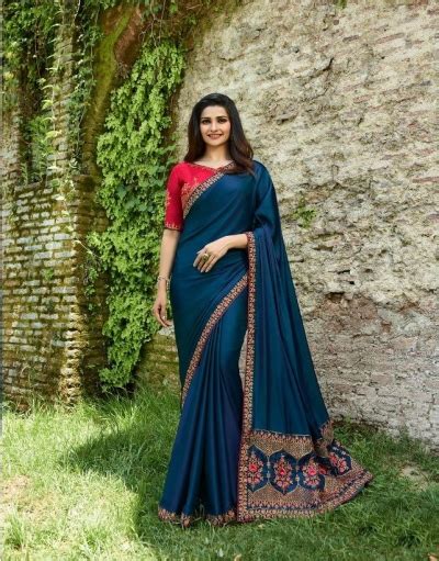 Buy Bollywood Prachi Desai Blue And Pink Silk Designer Party Wear Saree