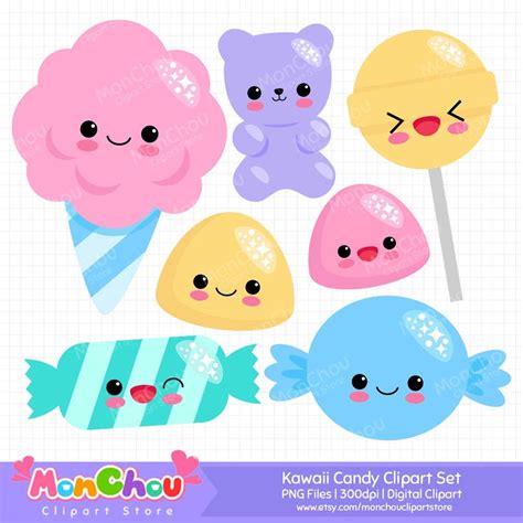 Sale 50 Off Kawaii Candy Clipart Candies And Sweets Clipart Set Instant Download Commercial And