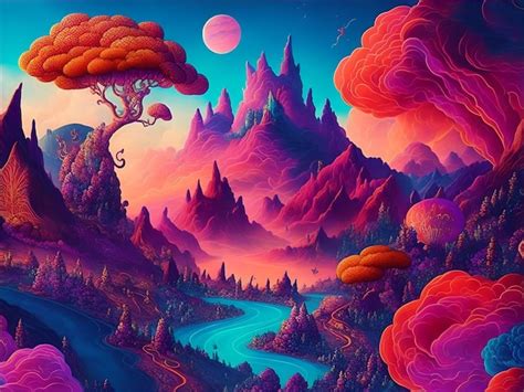 Premium AI Image | A handdrawn illustration of a fantastical landscape ...