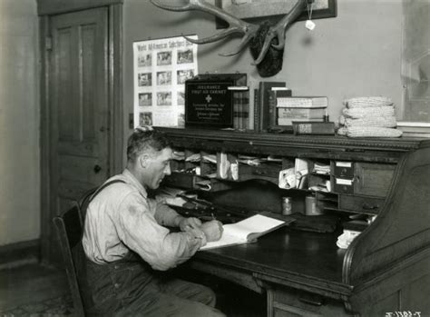 Man Writing At Desk Photograph Wisconsin Historical Society