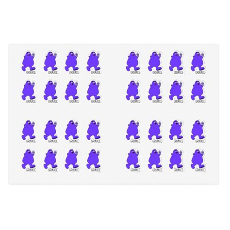 Grimace Sticker Sheet Hbd Grimace Shake Mc Donald S Etsy Australia