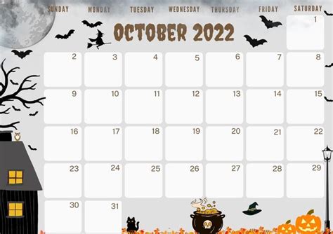 Printable October 2022 calendar, October calendar,Halloween Spooky ...