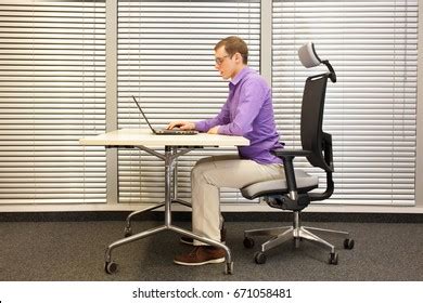 Correct Sitting Position Workstation Man On Stock Photo 476441803