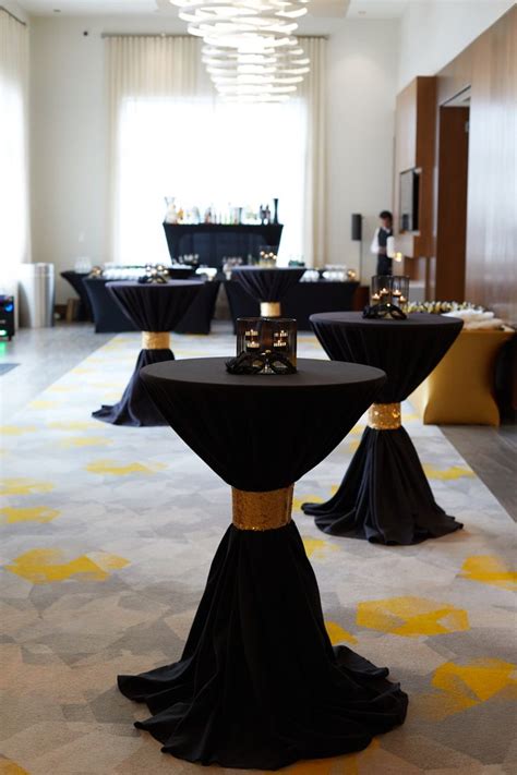 Black And Gold Masquerade Cocktail Table Decor Cocktail Party Decor