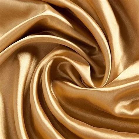 Plain Polyester Golden Satin Fabric For Clothing To At Rs