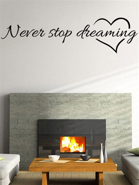 2018 Never Stop Dreaming Proverb Wall Stickers In Black 58 15cm