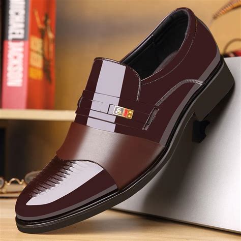 Sapatos De Couro Oxfords Masculinos Deslizamento Formal Em Mocassins