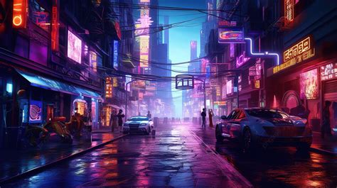 3d Rendering Of A Futuristic Cyber City Street Background Cyber City