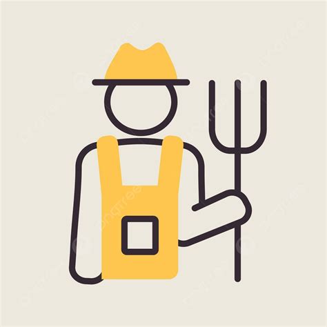 Farmer Holding Pitchfork Vector Icon Man Vector Villager Vector Man