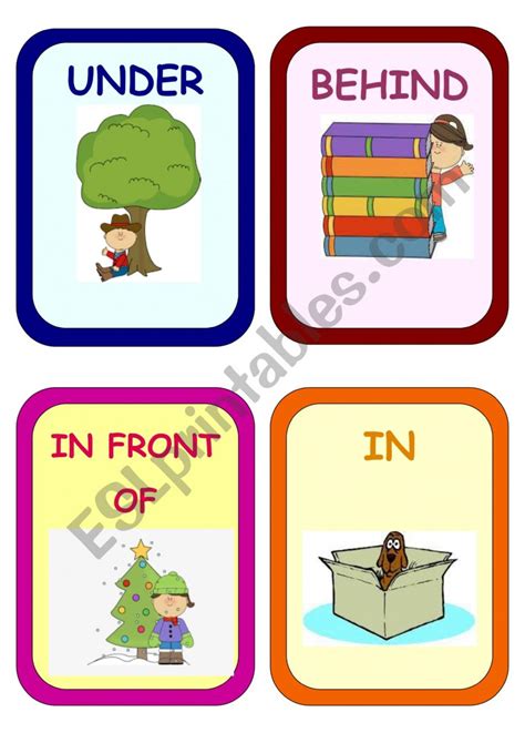 Prepositions Flash Cards Flashcards Prepositions Cards