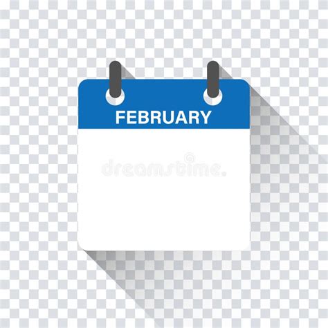 Calendar Daily Flat February Month Vector Isolated Illustration