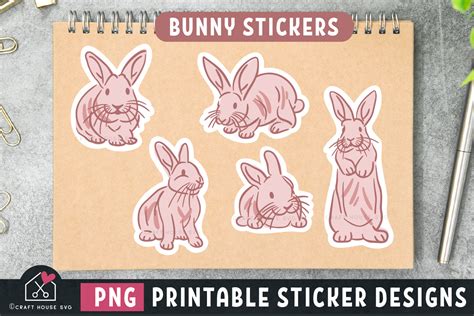 Bunny PNG Print and Cut Rabbit Sticker Designs - Craft House SVG