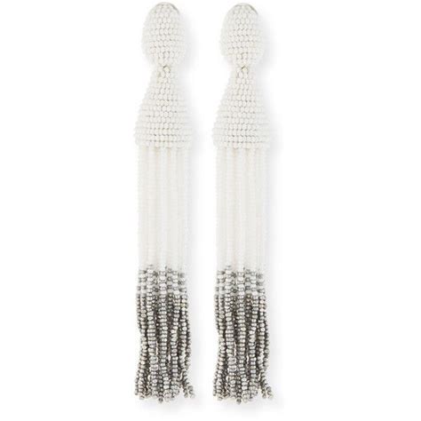 Oscar De La Renta Ombre Beaded Tassel Clip On Earrings Liked On