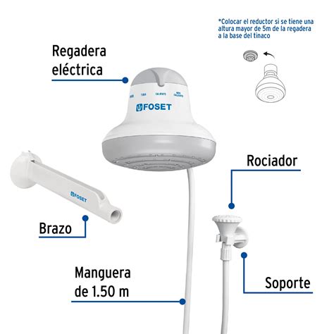 Regadera eléctrica de 4 temperaturas 6 1 2 Gris Foset