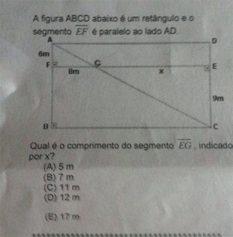 A Figura Abcd Abaixo é Um Retângulo E O Segmento Ef é Paralelo Ao Lado