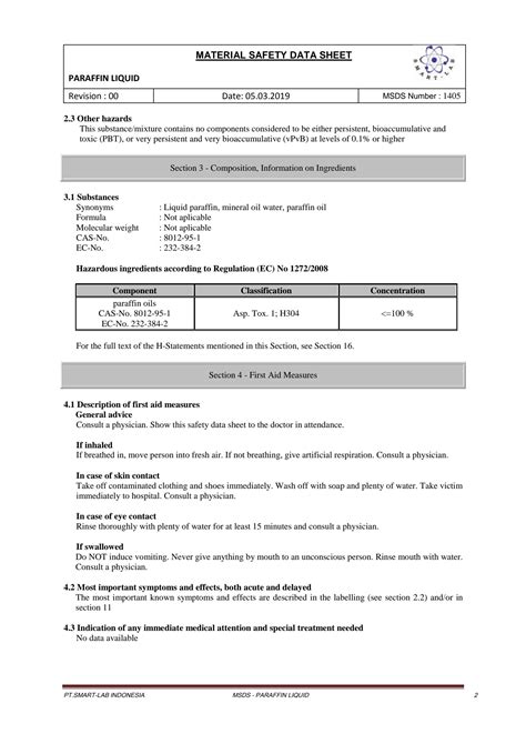 Solution Msds Paraffin Liquid Studypool