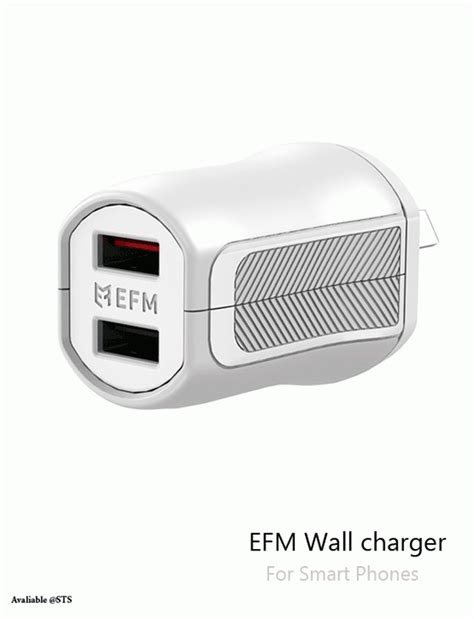 Efm Wall Charger 34a Dual Usb Rapid Charge No Cable White Efm Wall Charger 34a Dual Usb