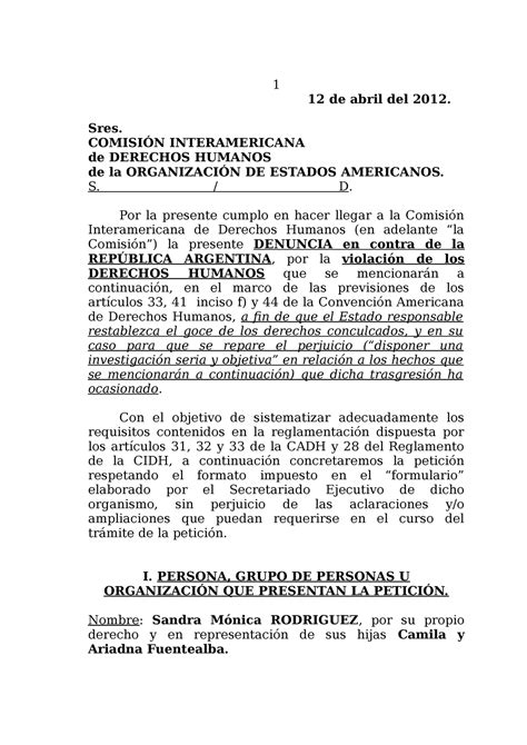 Denuncia ante la CIDH 12 de abril del 2012 Sres COMISIÓN