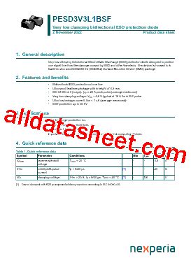 PESD3V3L1BSF Datasheet PDF Nexperia B V All Rights Reserved