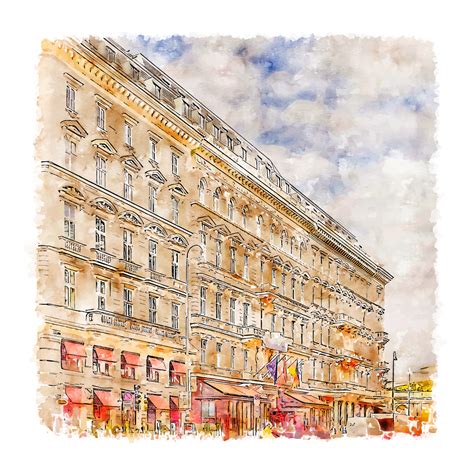 Wien Vienna Austria Watercolor Sketch Hand Drawn Illustration 11410623