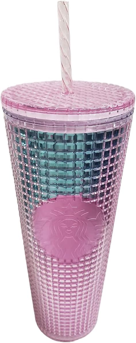 Starbucks Summer Pink And Blue Grid Caleidoscopio Vaso De