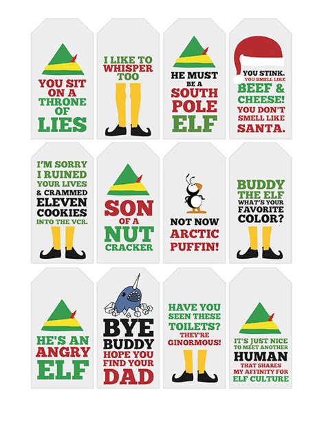 Funny Elf Quote T Tags Printable Typography Etsy