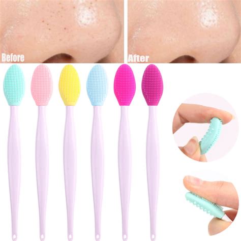 Double Sided Silicone Exfoliating Soft Nose Brush Lip Nose Cleaning Scrubber Face Deep Clean