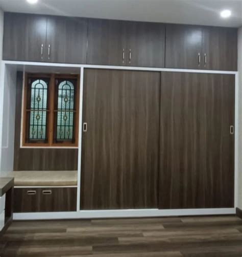 Door Brown Sliding Plywood Wardrobe Without Mirror At Rs Sq Ft