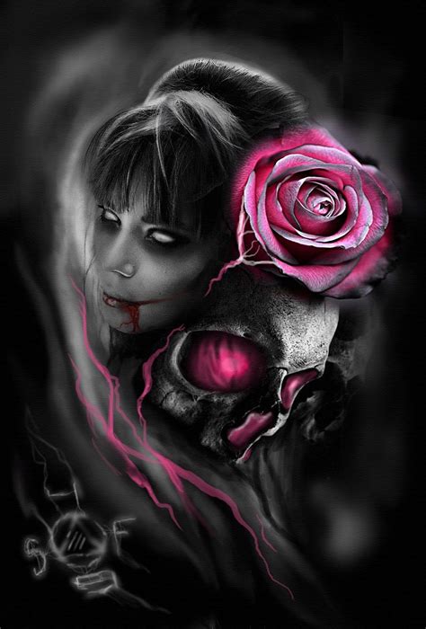 Girl And Skull By Sergofenix On Deviantart Beautiful Dark Art Skull Art Skull Artwork