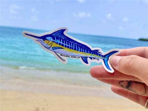 4 Blue Marlin Sticker Etsy