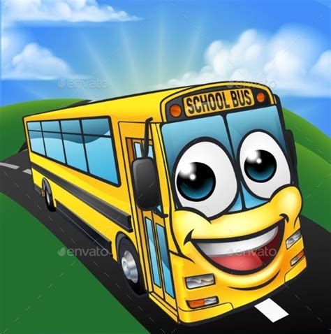 School Bus Cartoon Character Mascot Scene - Vector EPS. Download: https ...