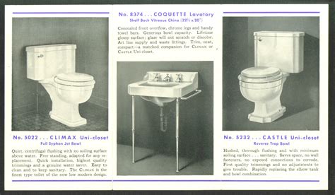 Universal Sanitary Colonial Unit Cast Toilet Folder Fha New Castle Pa 1930s