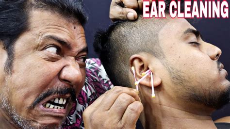 Ear Cleaning And Ear Massage With Oil Ear Wax By Asim Barber Head Massage And Hair Cracking