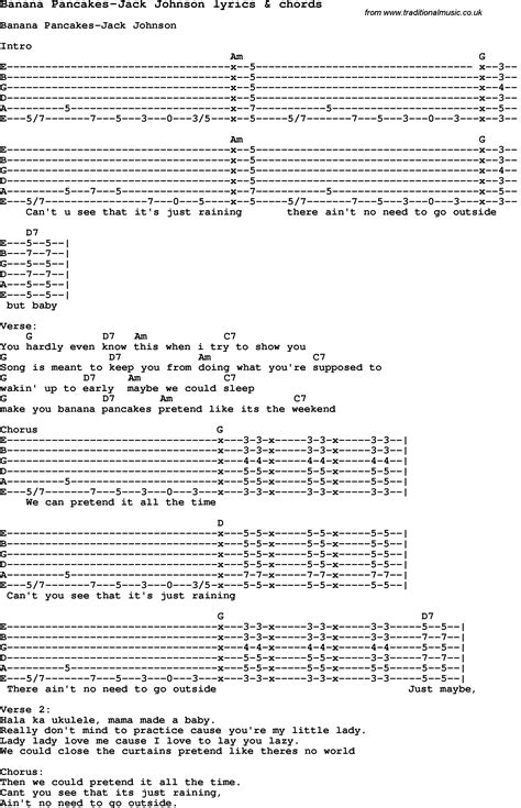 Jack Johnson Banana Pancakes Guitar Chords