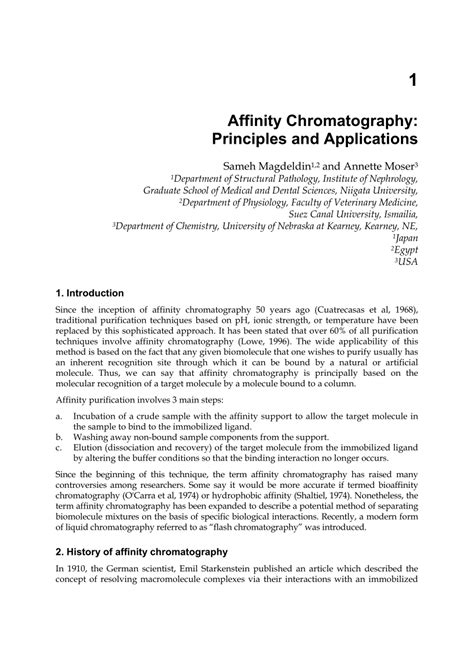 (PDF) Affinity Chromatography: Principles and Applications