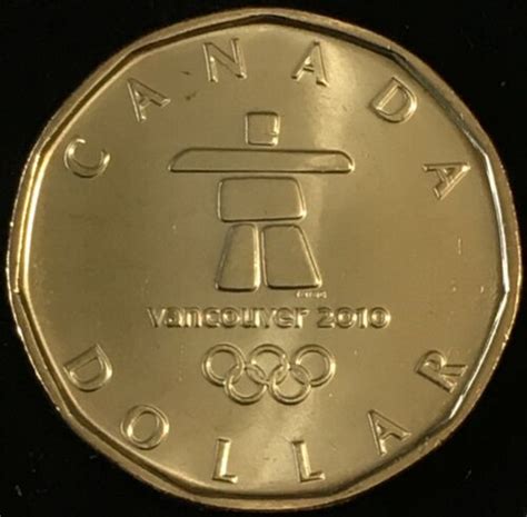 Commemorative Loonie 2010 Vancouver Olympics Inukshuk Dollar Coin