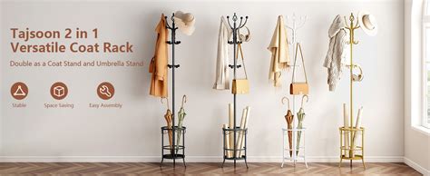 Amazon Tajsoon Coat Rack Stand With Umbrella Holder Free Standing