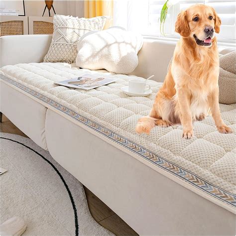 Funnyfuzzy Cream Coloured Large Plaid Square Pet Mat Bed