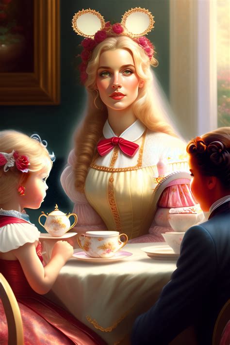 Lexica Alice At A Tea Party By Thomas Kinkade Alice In Wonderland