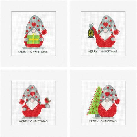 Gonk Cross Stitch Christmas Card Kits Set Of 4 Pack A Only 32 00