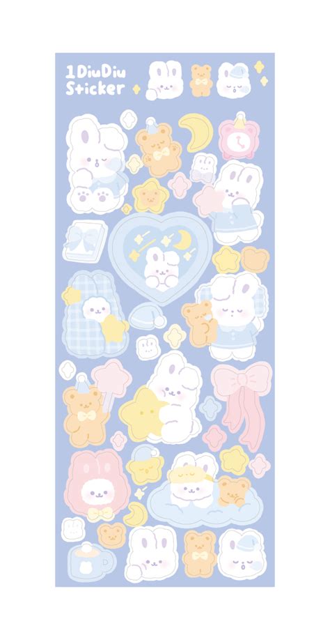 Nightynight Sticker Sheet Pegatinas Bonitas Garabatos Lindos