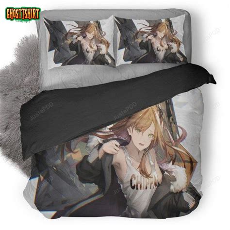 Anime Girl Brown Hair Green Eyes Bedding Set